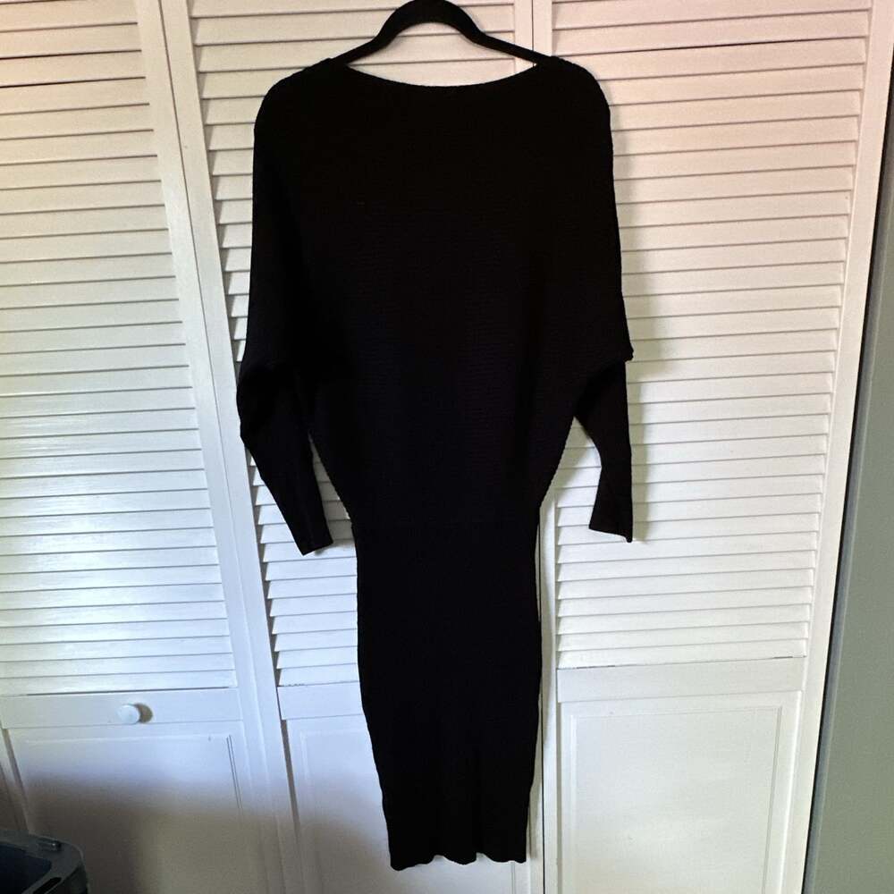 Express Black‎ Solid Round Neck Long Sleeve Bodycon Midi Sweater Dress Size XS - Picture 4 of 4
